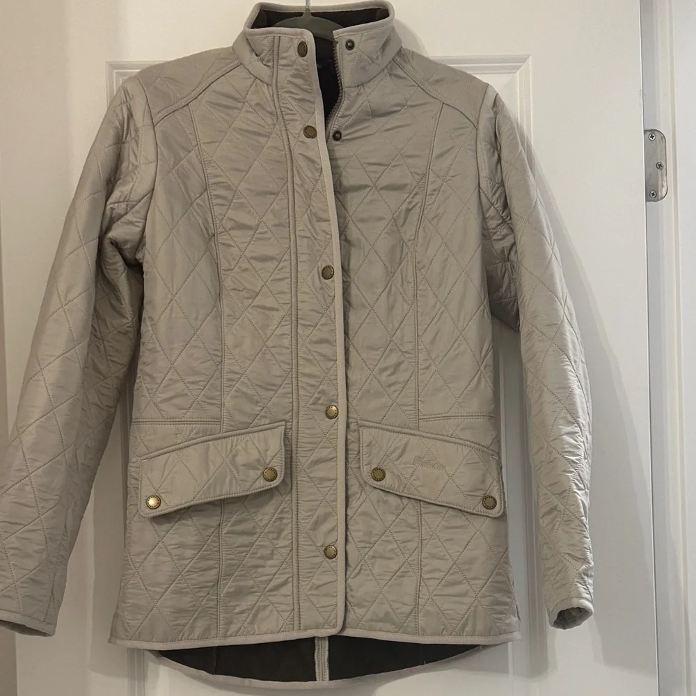 Barbour Quilted Utility Jacket in Beige - Picture 2 of 5